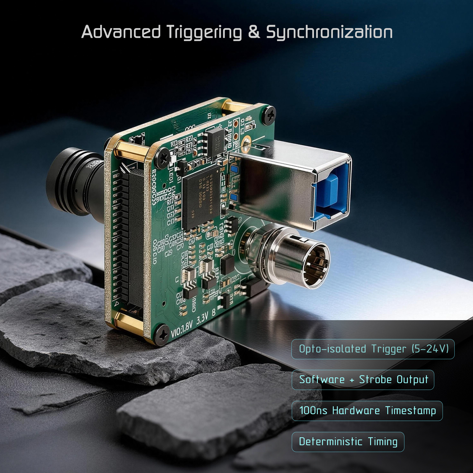 U3V-CAM-IMX296, USB3 Vision Camera With IMX296 Global Shutter Monochrome Sensor, GenICam Compliant, Hardware Trigger & Strobe, Arbitrary ROI,1456x1088@60FPS,Free SDK For Windows/Linux/MacOs - Image 3